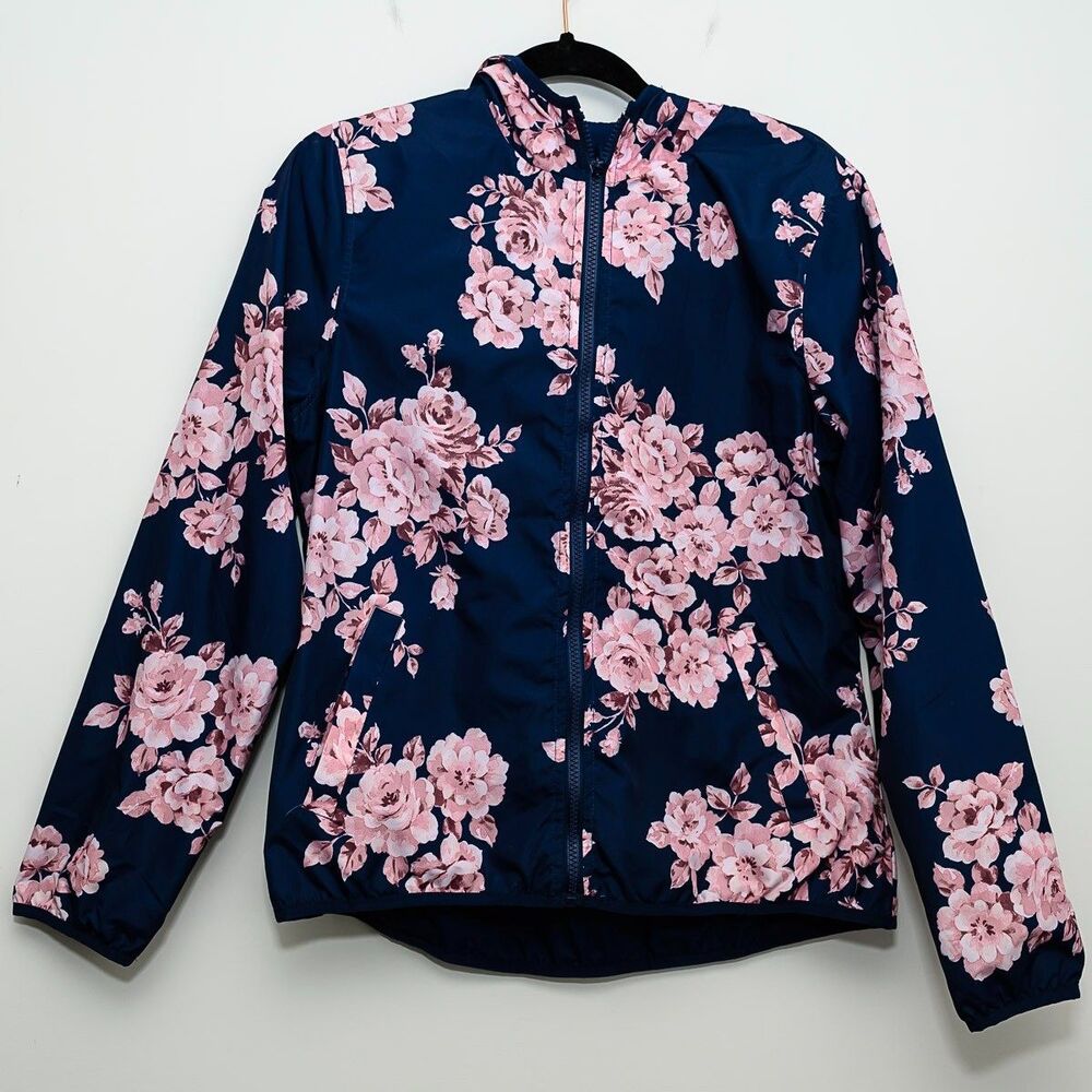 US Polo Assn M Reversable Blue Floral hooded jacket windbreaker